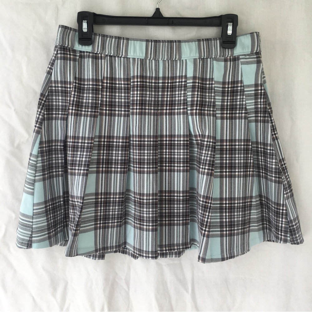 Hollister Ultra High Rise Mint Plaid Skater Skirt NWT